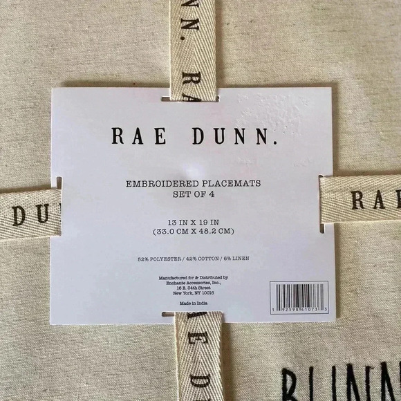 NEW Rae Dunn -  set of FOUR (4) ADORABLE Easter Placemats with embroidery - Picture 6 of 9